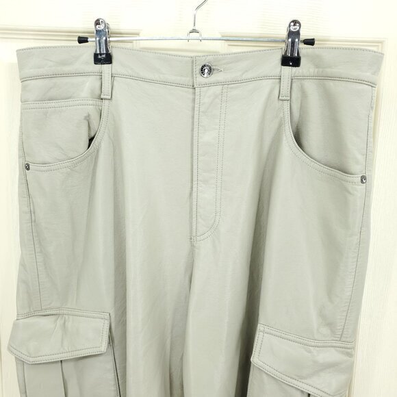 Agolde Minka Cargo Recycled Leather Wide Leg Pants 32 Toast (Tan/Gray/Taupe) - Picture 4 of 16